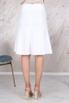 Beyaz Midi Mevsimlik Parçalı Kloş Etek