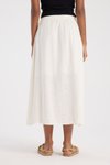 Beyaz Midi Ön Düğme Detaylı Etek