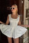 Beyaz Mini Ametist Elbise