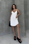 Beyaz Mini Askılı Elbise