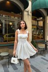 Beyaz Mini Askılı Lady Sırt Detay Elbise