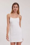 Beyaz Mini Askılı Örme Elbise
