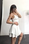 Beyaz Mini Askılı Şort Etekli Elbise