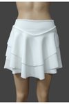 Beyaz Mini Fırfırlı Eteği Kat Yüksek Bel Şort Etek