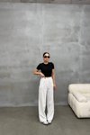 White Palazzo Double Fabric Pants