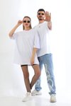 Beyaz Pamuklu Unisex Oversize Basic T-shirt