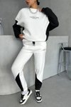 Beyaz Siyah Parçalı Alt Üst Eşofman Takım