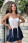 Beyaz Tasarım Tül Crop