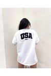 Beyaz Usa Oversize Unisex Tshirt