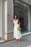 White Long Buttoned Halter Neck Dress