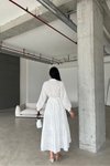 Beyaz Uzun Pamuklu Poplin Kumaş Elbise