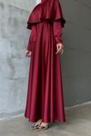 Bordo Beril Tesettür Abiye Elbise