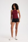 Bordo Fitilli Halter Yaka Crop Triko