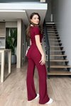 Bordo Gömlek Yaka Kısa Kollu İkili Takım