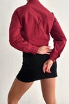 Bordo İnci Düğme Detaylı Crop Gömlek
