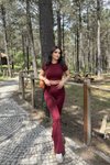 Bordo İspanyol Premium Pantolon Ve Crop İkili Takım