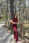 Bordo İspanyol Premium Pantolon Ve Crop İkili Takım
