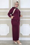 Bordo Kombinli İkili Tesettür Takım