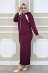 Bordo Kombinli İkili Tesettür Takım