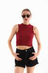 Bordo Stretch Crop Blouse
