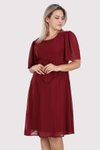 Bordeaux Midi Plus Size Tie Detail Chiffon Dress