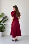 Bordo Midi Karpuz Kol Elbise