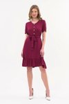 Burgundy Midi Front Button Detail Summer Dress