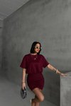 Bordo Mini Büzgülü Modal Kumaş Elbise
