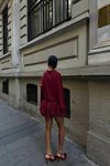 Bordo Mini Meron Cesika Kumaş Gömlek Elbise