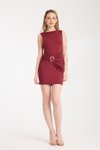 Bordo Mini Tokalı Yazlık Dalgıç Elbise