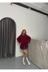 Bordo Modal Kumaş Oversize Gömlek