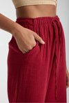 Bordo Müslin Oversize Palazzo Pantolon