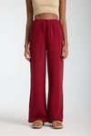 Bordo Müslin Oversize Palazzo Pantolon