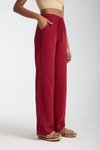 Bordo Müslin Oversize Palazzo Pantolon
