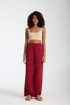 Bordo Müslin Oversize Palazzo Pantolon