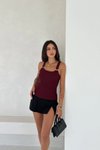 Bordo Ottoman Toka Askılı Bluz