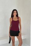 Bordo Ottoman Toka Askılı Bluz