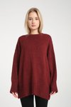 Bordo Oversize Basic Uzun Kazak