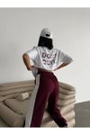 Bordo Oversize Unisex Eşofman Alt Üst İkili Takım