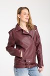Bordo Oversize Uzun Suni Deri Ceket