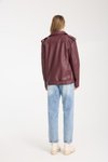Bordo Oversize Uzun Suni Deri Ceket