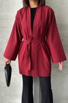 Bordo Poplin Kumaş Oversize Kimono