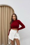 Burgundy Super Crop Fuzzy Sweater