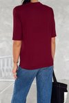 Bordo Yarım Kol Bisiklet Yaka Premium Basic T-Shirt