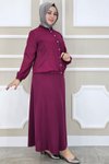 Bordo Yay Desenli İkili Tesettür Takım