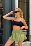 Çam Yeşili Mini Şortlu Balon Etek