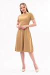 فستان كريب بياقة دائرية ميدي لون الجمل
