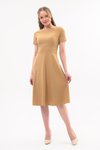 Camel Midi Bisiklet Yaka Krep Elbise