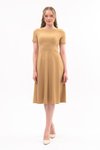 Camel Midi Bisiklet Yaka Krep Elbise