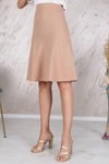 Camel Midi Mevsimlik Parçalı Kloş Etek